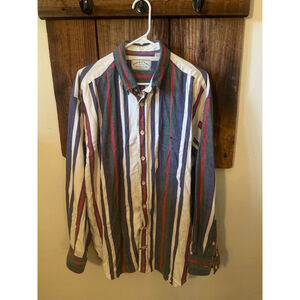 Men's American Eagle Outfitters Striped Button Down Shirt XL White Blue